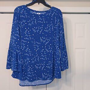 #163 3/$18 - NWT Elle Blue/White Long Sleeve Top  Size XL